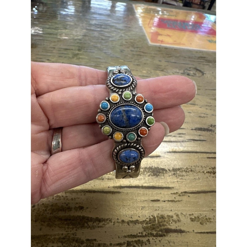 DON LUCAS Sterling Silver & Multi Stone Cuff Bracelet